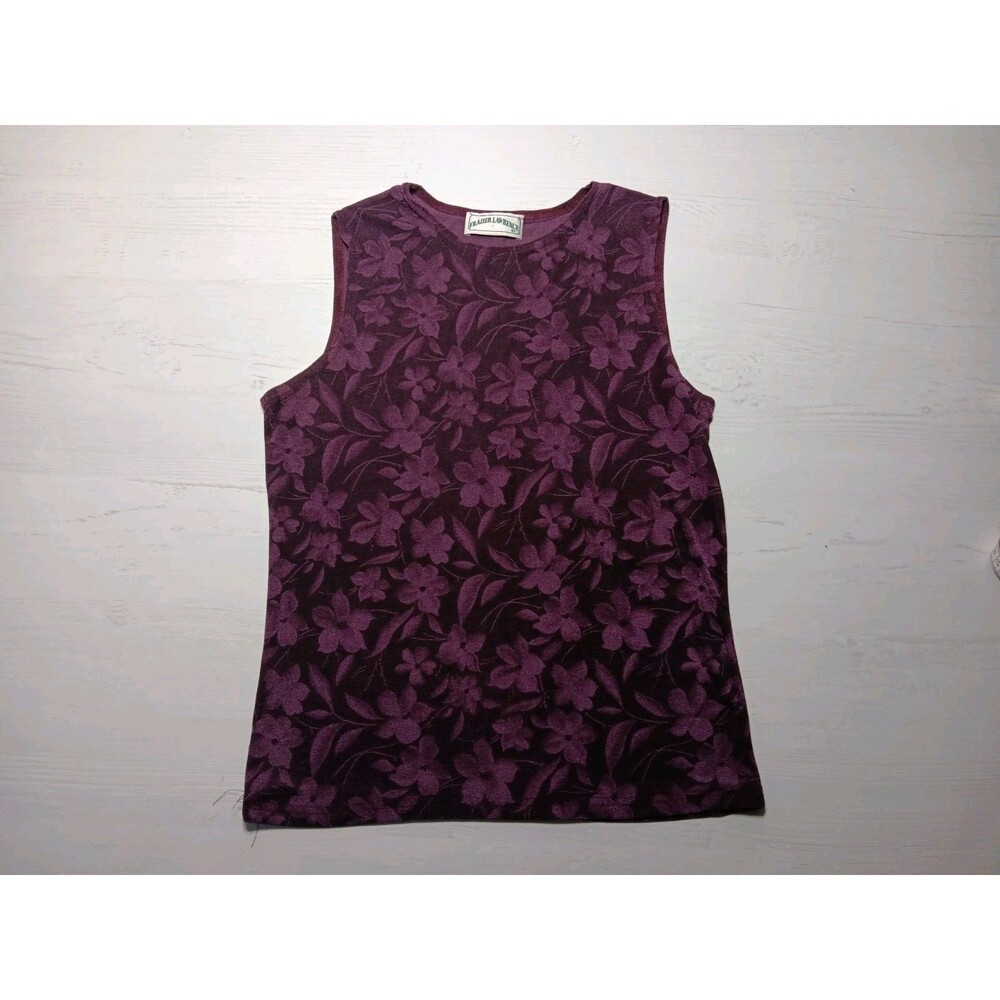 Vintage Frazier Lawrence Medium Floral Stretch Sleeveless Top Blouse Made In USA
